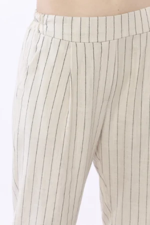 PANTALONE a righe con risvolti alle caviglie e taschine laterali