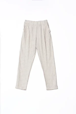 PANTALONE a righe con risvolti alle caviglie e taschine laterali