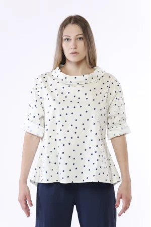 BLUSA Oversize con scollo a barca e Fantasia pois