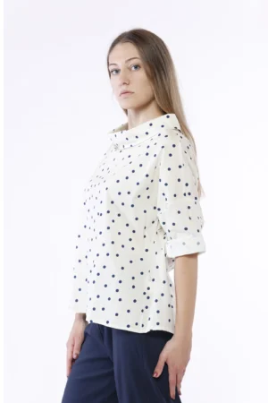 BLUSA Oversize con scollo a barca e Fantasia pois