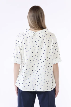 BLUSA Oversize con scollo a barca e Fantasia pois