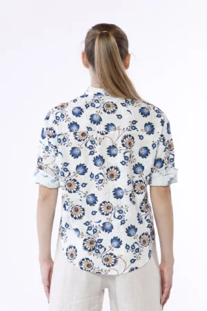 CAMICIA sangallo con collo alla coreana e Fantasia floreale