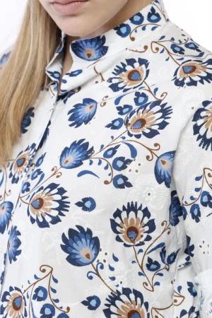 CAMICIA sangallo con collo alla coreana e Fantasia floreale