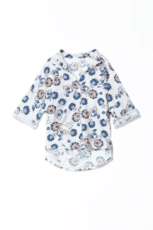 CAMICIA sangallo con collo alla coreana e Fantasia floreale