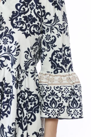 ABITO Corto Stampa Damascata Maniche a Volant