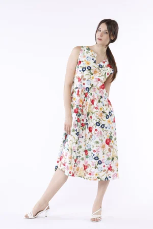 ABITO Midi Smanicato con stampa floreale