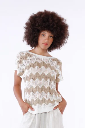 MAGLIA Traforata Chevron Manica Corta