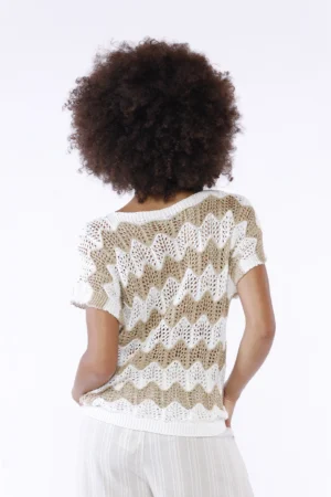 MAGLIA Traforata Chevron Manica Corta