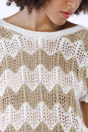 MAGLIA Traforata Chevron Manica Corta