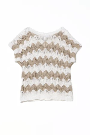 MAGLIA Traforata Chevron Manica Corta