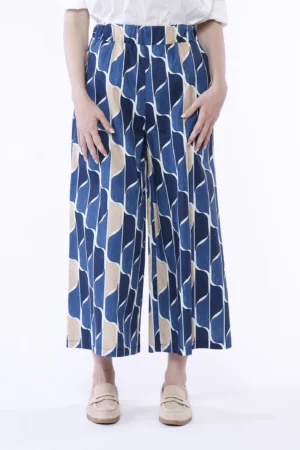PANTALONE comodo wide leg a fantasia di onde verticali