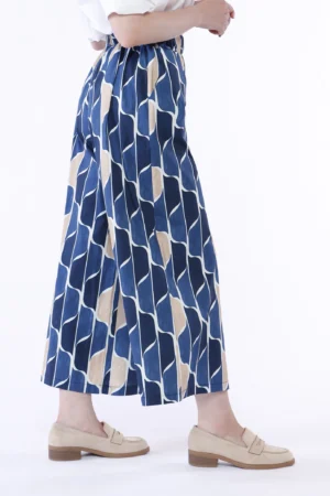 PANTALONE comodo wide leg a fantasia di onde verticali