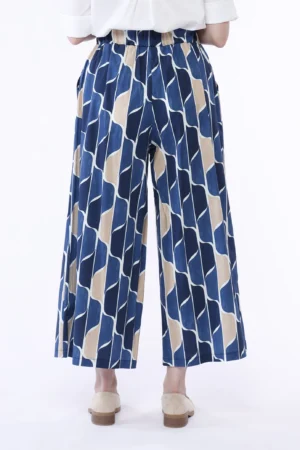 PANTALONE comodo wide leg a fantasia di onde verticali