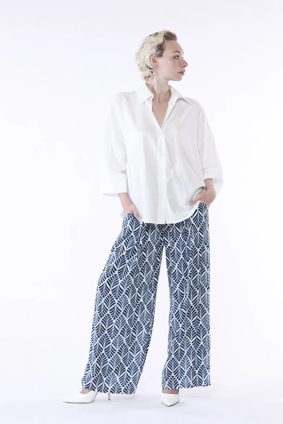 CAMICIA business woman con bottoncini  metallici e manica a tre quarti ONEWORLD HYBRID