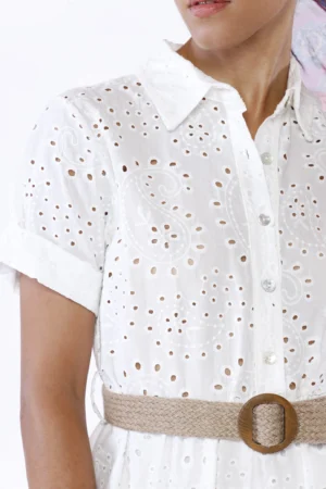 ABITO chemisier sangallo con gonna a sbuffo stratificata e manica a tre quarti