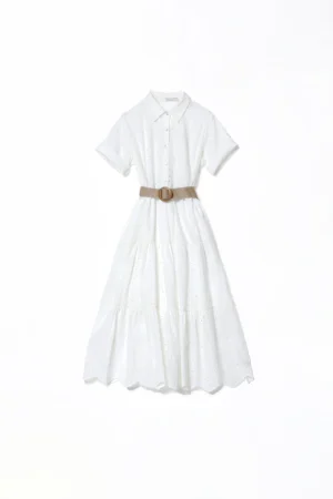 ABITO chemisier sangallo con gonna a sbuffo stratificata e manica a tre quarti