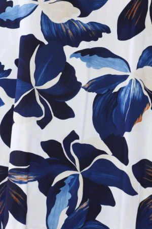 ABITO lungo smanicato a fantasia di fiori con scollo a V