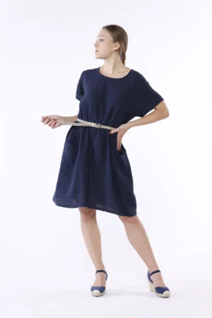 ABITO lungo casual in fresco lino con comode tasche sul davanti