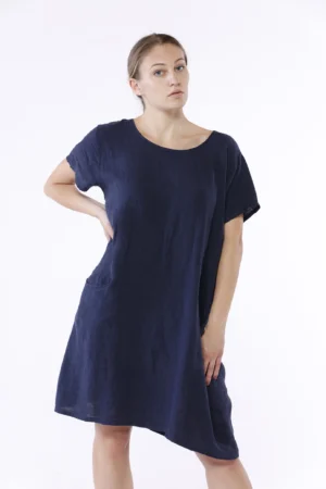 ABITO lungo casual in fresco lino con comode tasche sul davanti