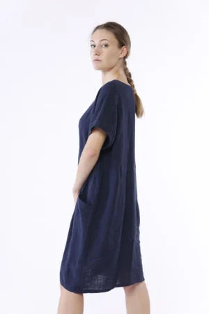 ABITO lungo casual in fresco lino con comode tasche sul davanti