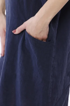 ABITO lungo casual in fresco lino con comode tasche sul davanti