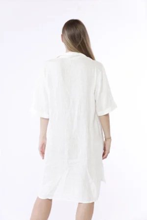 CAMICIA lungo in fresco lino con manica a tre quarti e colletto alla francese