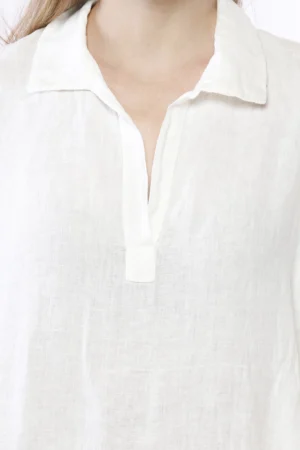 CAMICIA lungo in fresco lino con manica a tre quarti e colletto alla francese