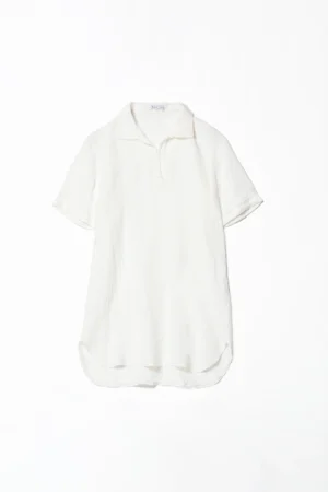 CAMICIA lungo in fresco lino con manica a tre quarti e colletto alla francese