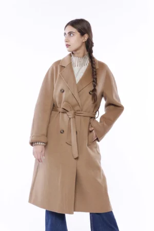 CAPPOTTO trench doppiopetto con cinturae tasche diagonali