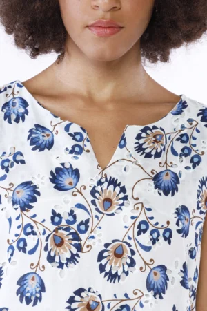 ABITO smanicato a fiori con stelo con scolla giro aperto a V sul davanti