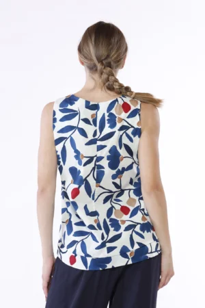 BLUSA smanicata a stampa fiori con bordo alto