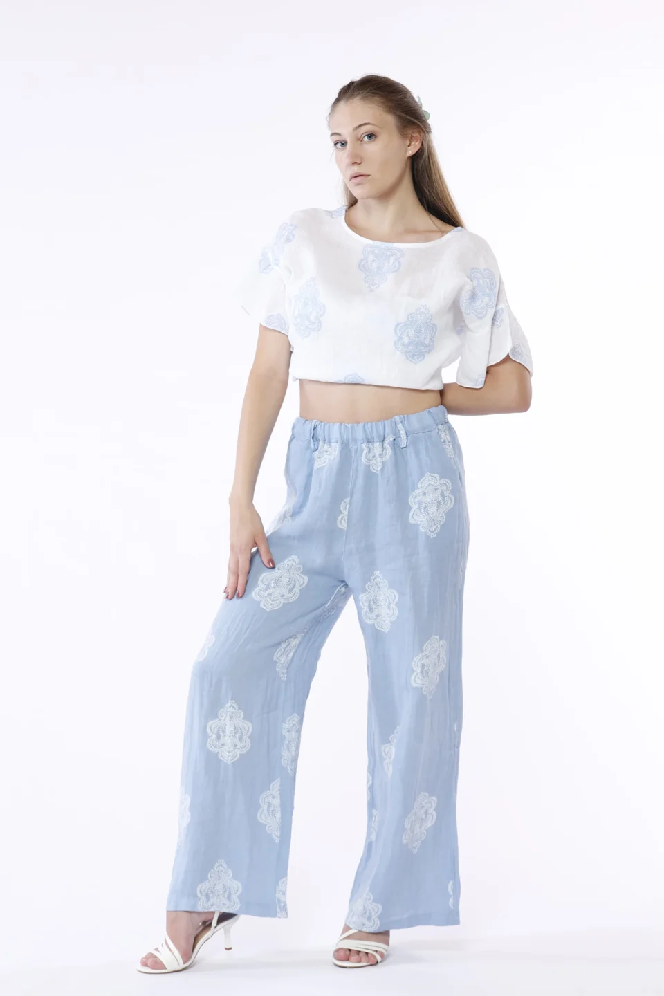 PANTALONE a palazzo con stampa paisley e elastico in vita ONEWORLD HYBRID