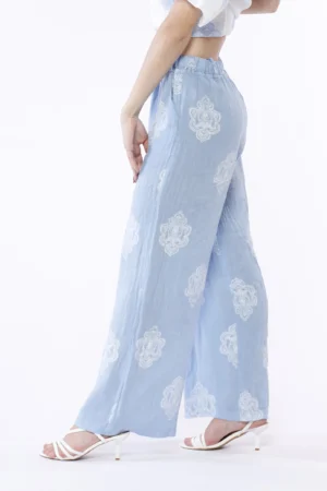 PANTALONE a palazzo con stampa paisley e elastico in vita