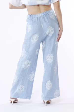 PANTALONE a palazzo con stampa paisley e elastico in vita