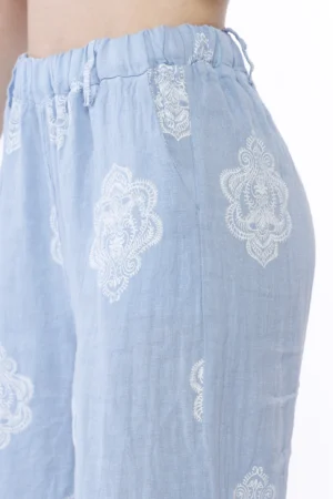 PANTALONE a palazzo con stampa paisley e elastico in vita