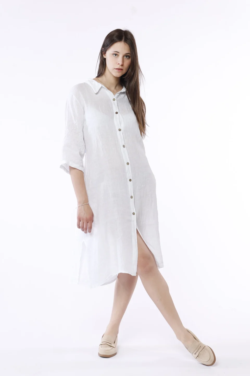 ABITO chemisier in puro lino e maniche a tre quarti ONEWORLD HYBRID