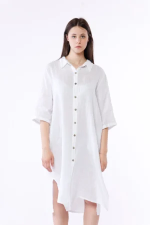 ABITO chemisier in puro lino e maniche a tre quarti