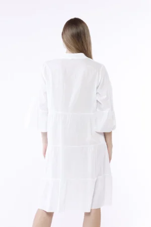 ABITO a balze con collo alla coreana e inserti floreali