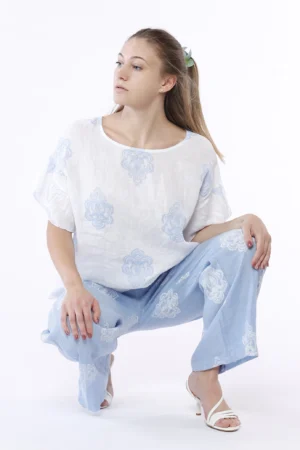 BLUSA ampia con stampa paisley e maniche corte a volant ONEWORLD HYBRID