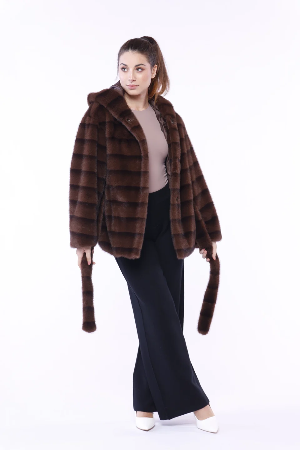 CAPPOTTO con pelliccia chiusura a bottoni e cintura ONEWORLD HYBRID