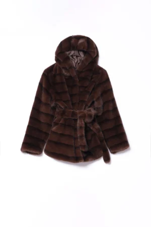 CAPPOTTO con pelliccia chiusura a bottoni e cintura