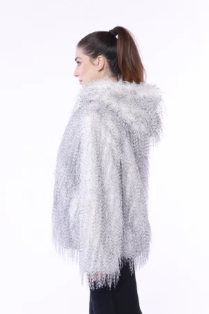 CAPPOTTO a pelo lungo con fodera interna e collo alto