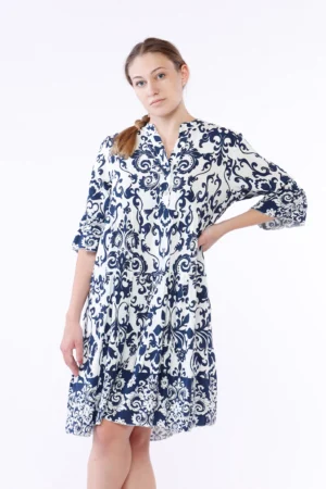 ABITO chemisier con gonna stratificata a sbuffo e maniche volant