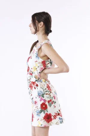 ABITO in fresco cotone smanicato a stampa floreale