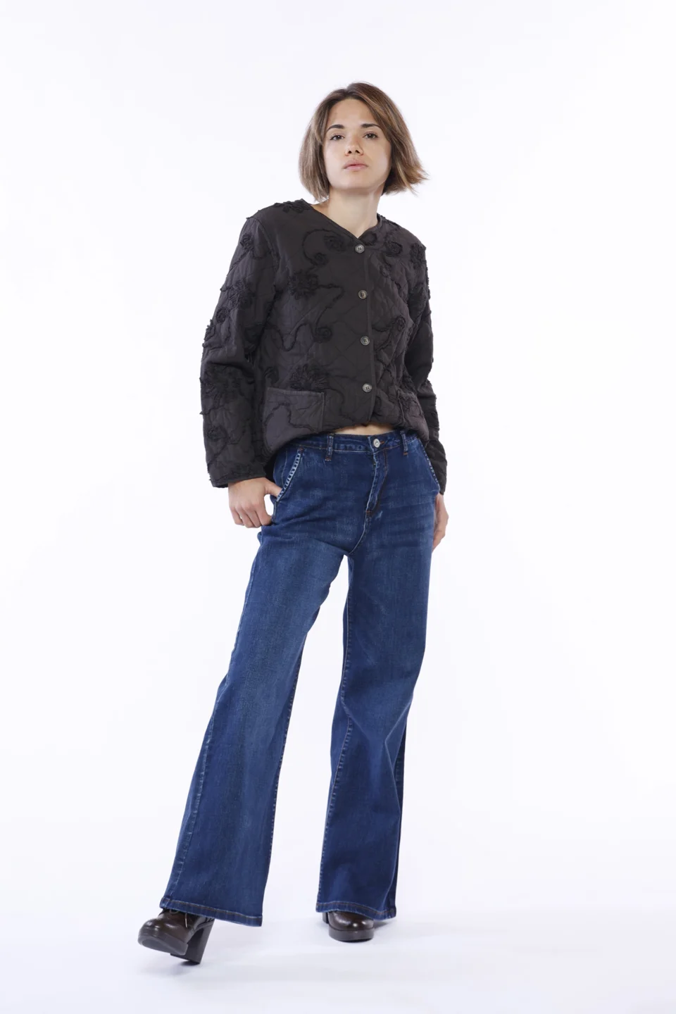 JEANS a palazzo lavaggio medio con tasche diagonali ONEWORLD HYBRID