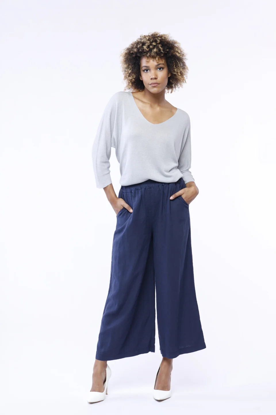 MAGLIA ampia con scollo a V e manica a tre quarti ONEWORLD HYBRID