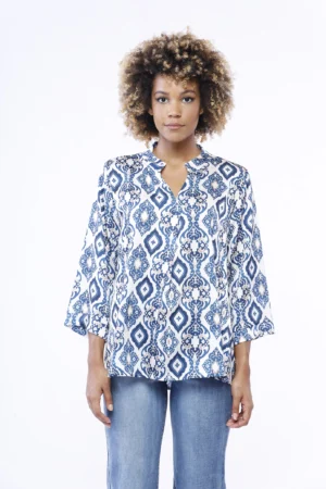 BLUSA lungo con spalline sottili a fantiasia di foglie