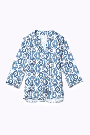 BLUSA lungo con spalline sottili a fantiasia di foglie