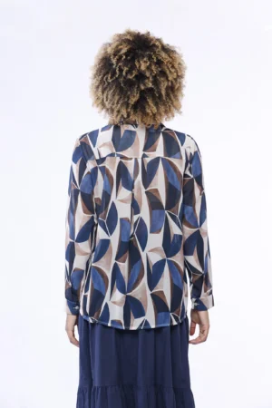 BLUSA a stampa fantasia con bottoni nascosti e colletto alla francese