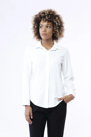 CAMICIA business woman con bottoni nascosti e fondo arrotondato